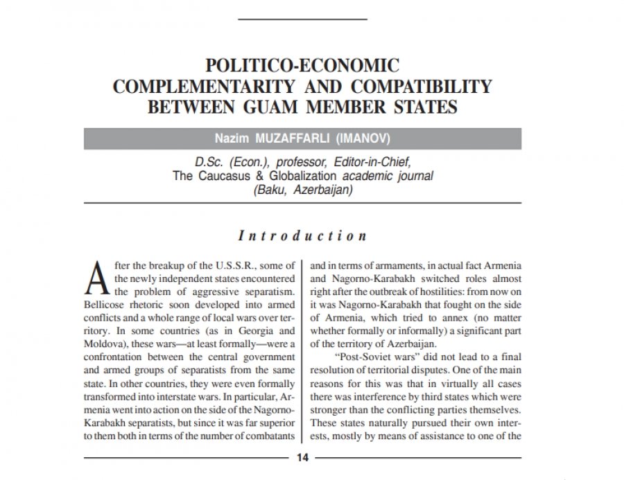 "Politico-economic complementarity and compatibility between GUAM member states"
