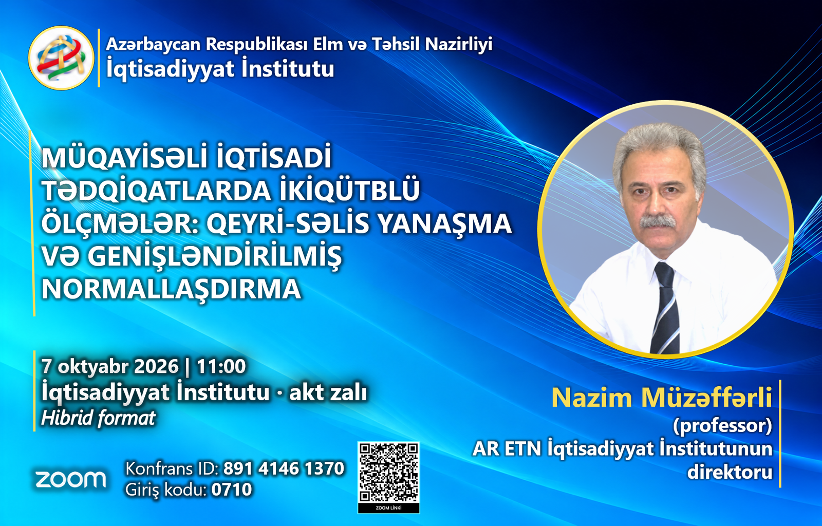 Professor Nazim Müzəffərli Daimi Elmi Seminarda çıxış edəcək